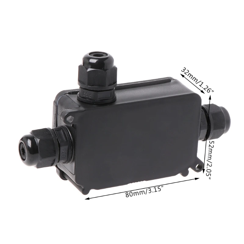 

OOTDTY 2/3Way IP66 Outdoor Waterproof Cable Connector Junction Box With Terminal 450V Plastic Black Junction Holder