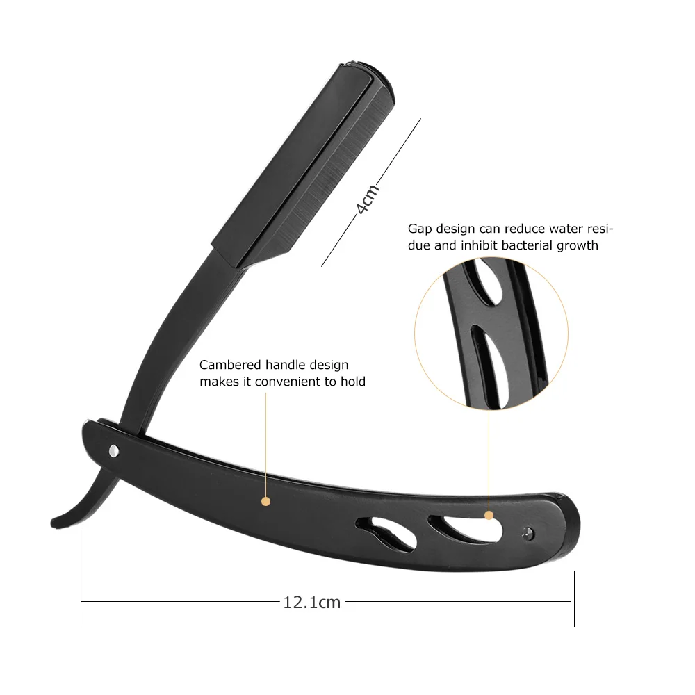 Бритва из нержавеющей стали с черными прямыми краями складная бритва для