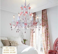 free shipping newly white european chandelier lamp lustre light 6l8l pink rose flower chandelier light fixture e14 decoration