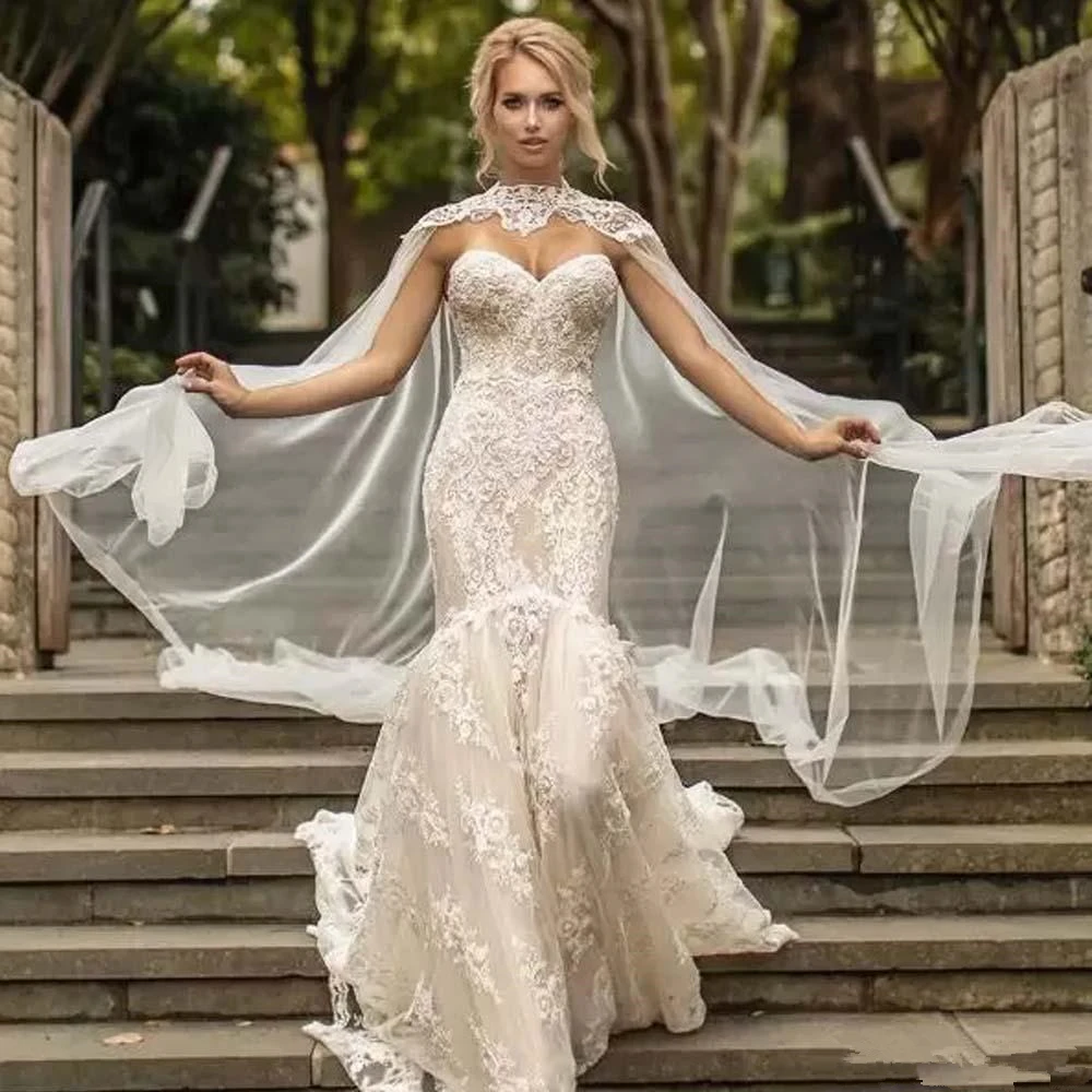 Куртка свадебная длинная Тюлевая накидка с высоким воротником Белый/цвет