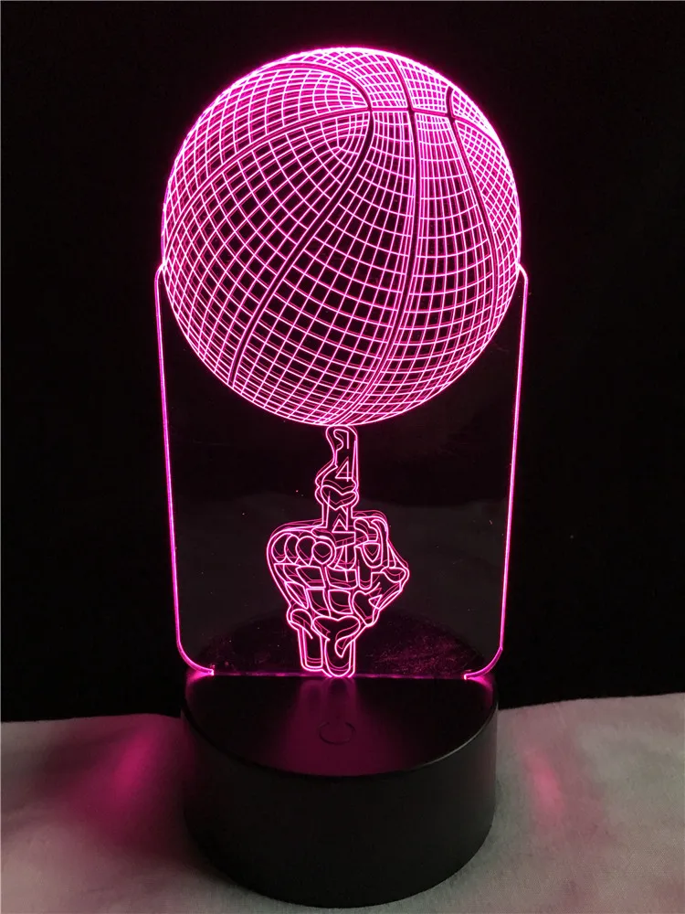 Креативная детская лампа средний Рисунок Топ Баскетбол 3D RBG ночное освещение 7