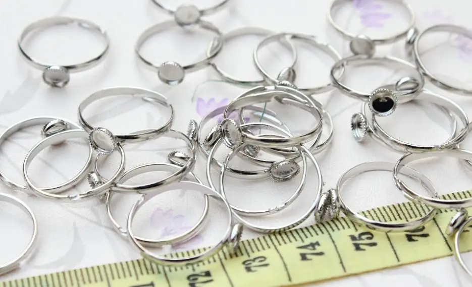 

set of 120pcs Adjustable silver Tone adjustable Ring base with Glue Pad 6mm wholesale free shipping -JS0068
