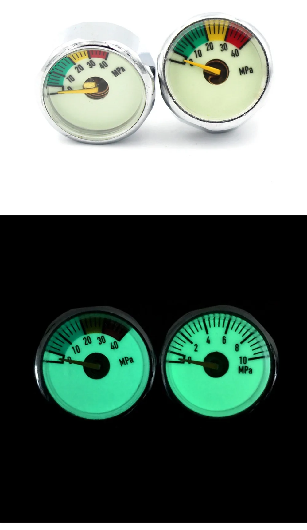 3 шт. = 1 лот PCP Пейнтбол световой Мини Воздушный манометр 10mpa 20mpa 30MPA 1 ''один дюйм M8x1 M10 x1 резьба