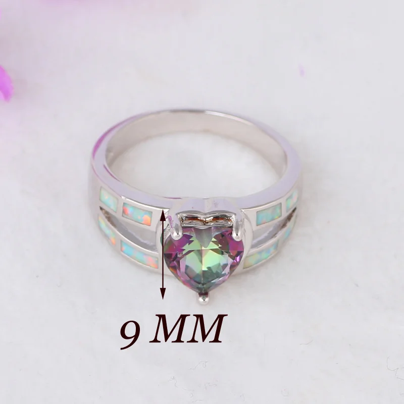 Saphire ювелирное изделие в стиле сердца голубой огненный опал серебряный цвет