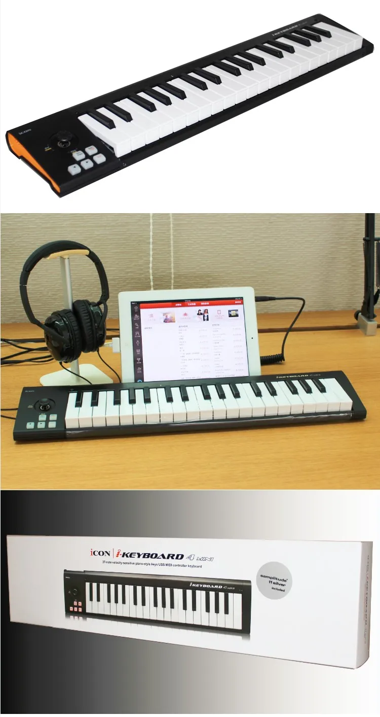 ICON iKeyboard 4mini 37-note чувствительные к скорости клавиши в стиле пианино USB MIDI контроллер клавиатура поддерживает программное обеспечение DAW