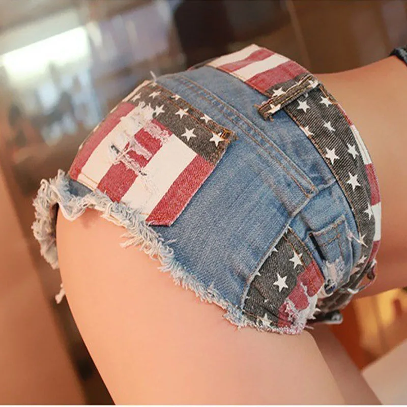 Женские шорты с дырками летние джинсовые из чистого хлопка сексуальные в полоску