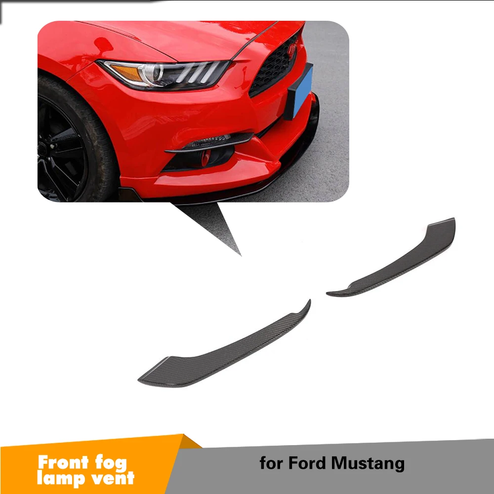 

Glossy Black Front Fog Lights Lamp Fins Vents Fender for Ford Mustang 2015 2016 2017 Carbon Fiber