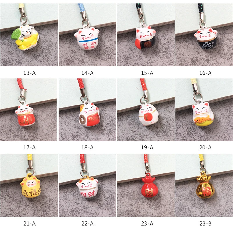 100 шт kawaii mini Maneki Neko bell lucky cat очаровательный сотовый телефон кулон аксессуары декоративный гаджет телефон брелоки ремешки