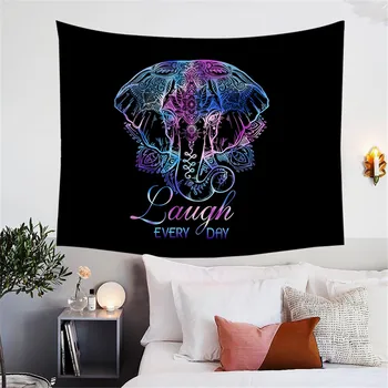 BlessLiving Colorful Elephant Tapestry Boho Wall Hanging Neon Lotus Flower Print Bedspreads Dorm Throw Bedroom Decor 130x150cm 2