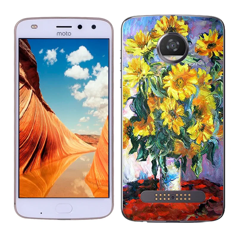 Для Motorola Moto Z2 Play Чехлы 5 &quotTPU силиконовый чехол для XT1710 масляная роспись Z (2 го