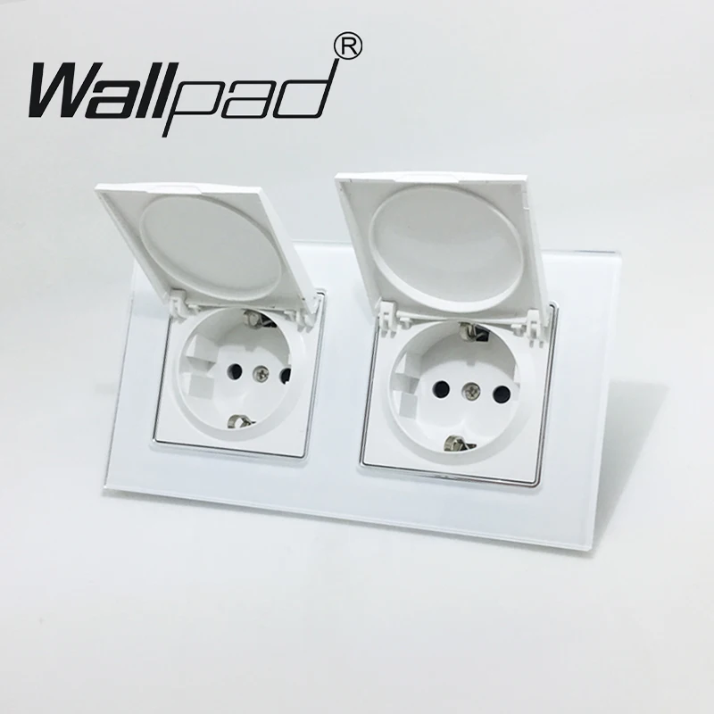 2 eu socket 4 способа Европейская розетка с Кепки круглая коробка крепление CE Wallpad люксовые клавишные белого цвета с украшением в виде кристаллов Стекло рамка четырехместная 16A ЕС штепсельная розетка с когтями - Тип: 2 eu socket