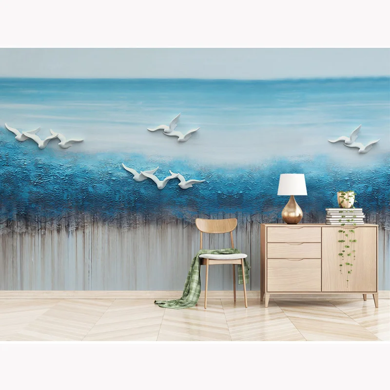 Пейзаж обои наклейки 3D рельефные фото росписи гостиной спальни Behang