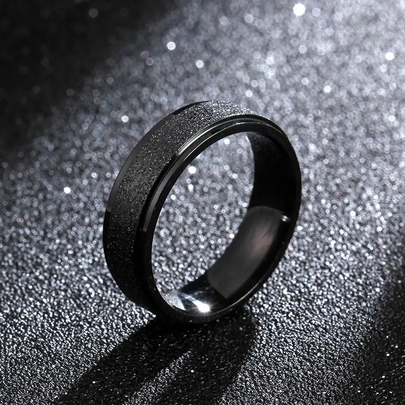 6mm Black 6 мм Серебряное кольцо из титановой стали для мужчин и женщин - Цвет основного камня: 6mm Black
