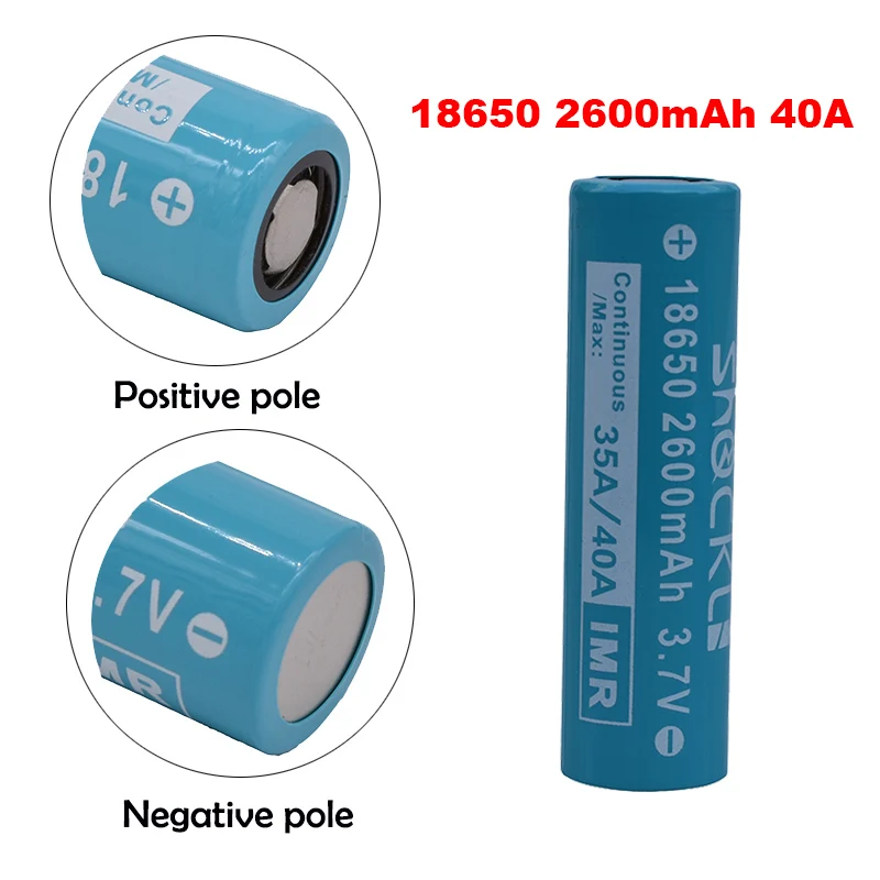 Shockli 18650 батарея 2600mAh 3 7 V литий ионная аккумуляторная 40A литиевая для фонарей