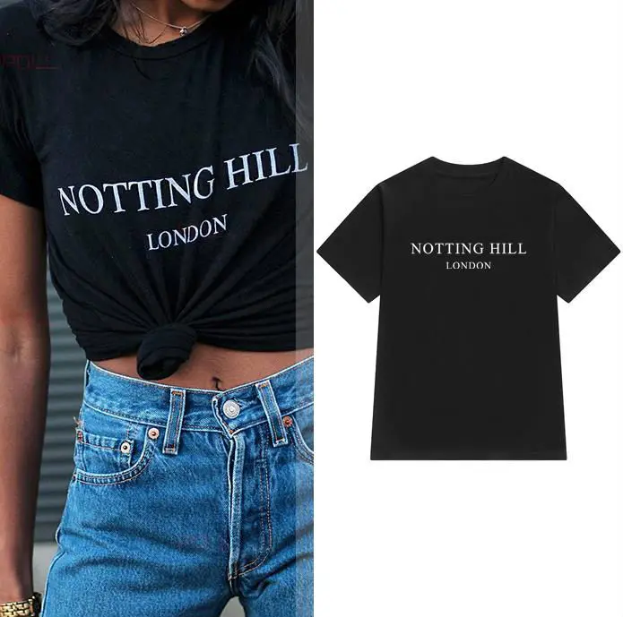 Футболка NOTTING HILL LONDON для женщин хлопковая Повседневная забавная леди Yong Girl