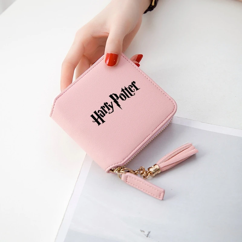 pink Frdun Tommy Harri Pottre Cartoon Cool Accessories Women Wallets Short Zipper Card Girl Wallet and Purses Mini Bags Stylish Cases - Цвет: pink