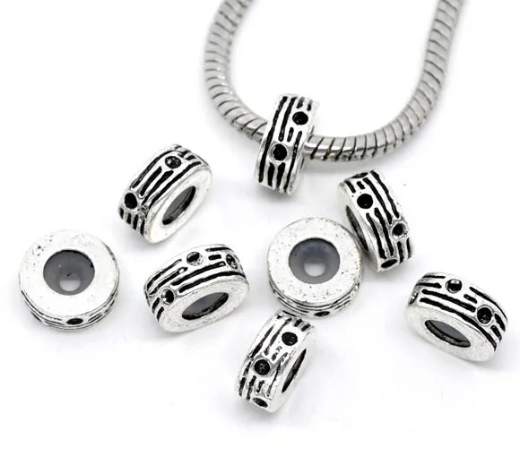 Круглые шарики doreenbeads Европейский амулет 1 шт. с прорезиненным узором в полоску