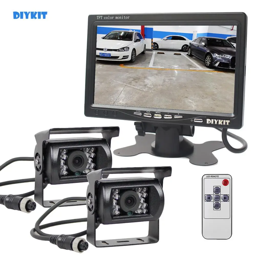 

DIYKIT AHD 7inch TFT LCD Car Monitor Rear View Monitor 2 x Waterproof IR Night Vision 960P AHD Camera for Bus Houseboat Truck