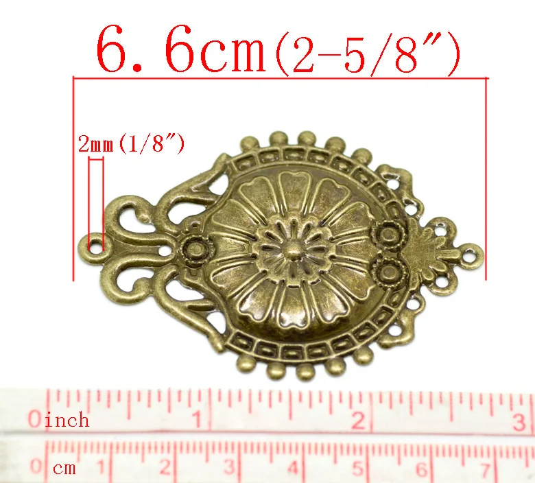 Doreen Box Lovely 30PCs с бронзовой филигранью под старину Цветочные оболочки розетки 6 6x4