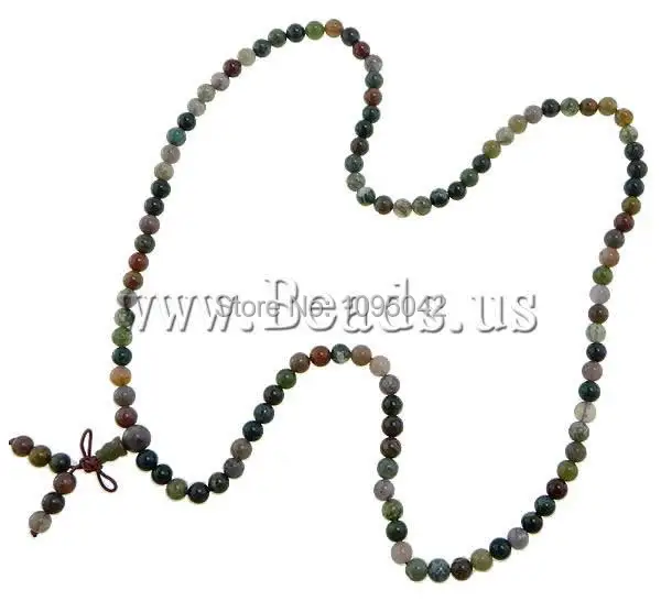 Free shipping!!!Agate Necklace chinese style Indian Agate with Elastic Thread Round 6.5mm 8.5mm 6.5x8.5mm Length:28 Inch | Украшения и