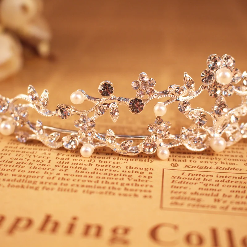 SLBRIDAL винтажная красивая Хрустальная Стразы с жемчужинами и цветами свадебная