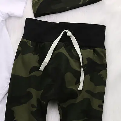 Комплект одежды для новорожденных из футболки длинных брюк и шапки | Детская