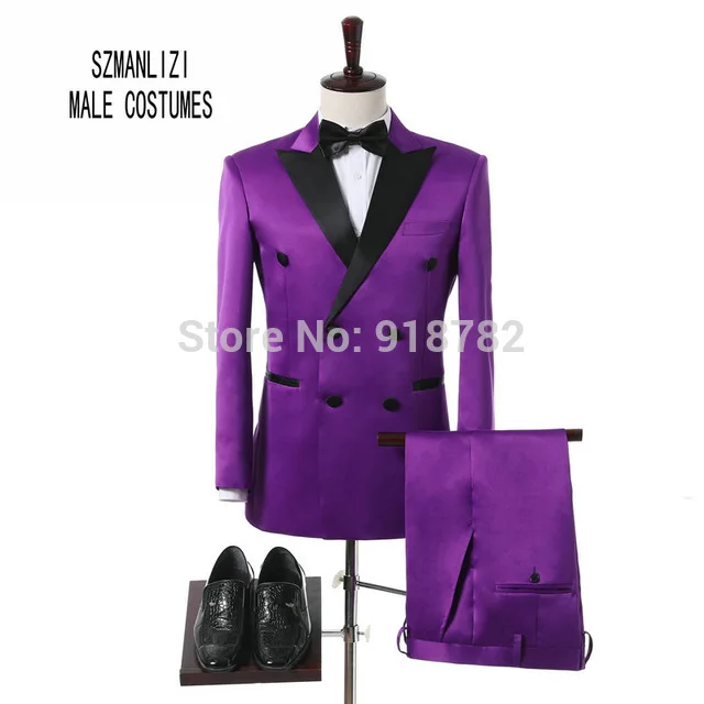 as picture Двубортный костюмы для мужчин дизайнер белая куртка черные брюки Формальные смокинг Slim Fit Terno Masculino Traje Hombre жениха - Цвет: as picture
