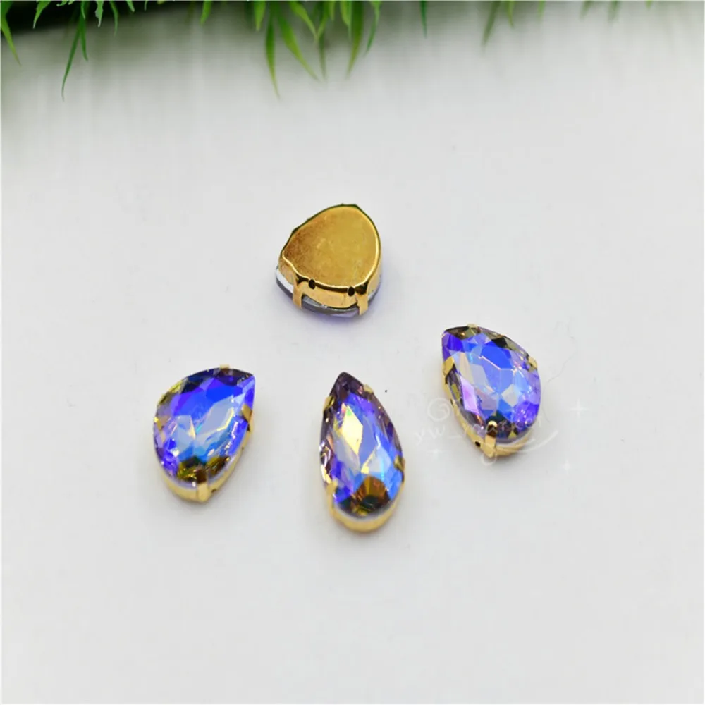 Хрустальный фиолетовый AB стеклянный кристалл PintBack горный хрусталь Rivoli Teardrop Navette Strass алмазные Драгоценности DIY