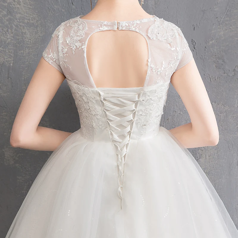 

Real Photo White Lace Wedding Dress VLNUO NISA V-Neck Lace Up Bridal Ball Gown Elegant Bridal Dress Plus Size Vestidos De Novia