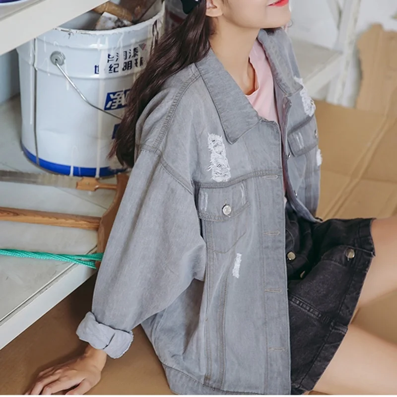 Женская джинсовая куртка модная осенне зимняя женская винтажная в стиле