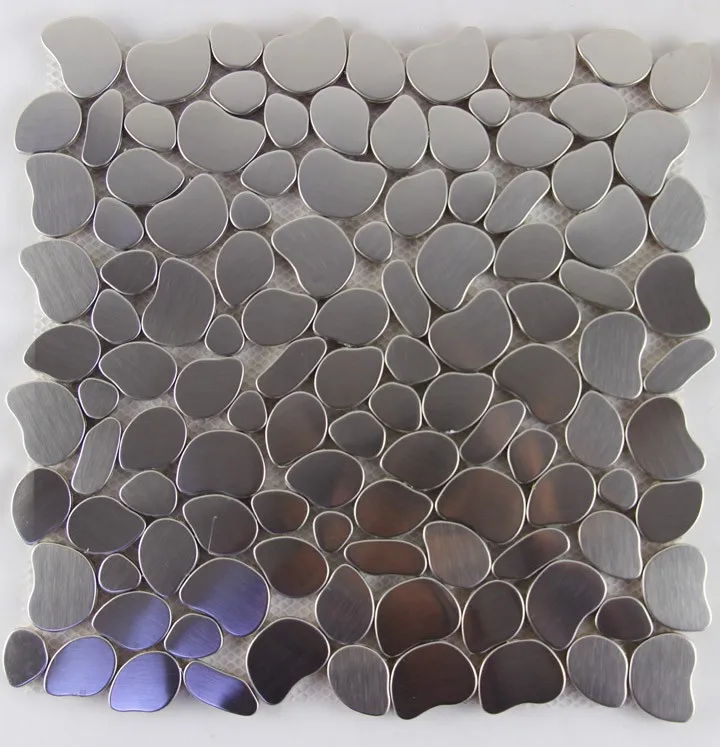 11pcs pebble metal stainless steel mosaic tile kitchen backsplash bathroom wallpaper shower background fireplace decorative |