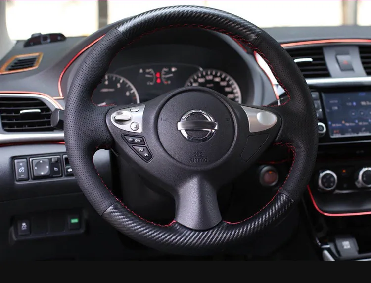 Для Nissan Sentra 2013- крышка рулевого колеса Модификация Специальный первый слой кожа ручная швейная ручка рулевого колеса