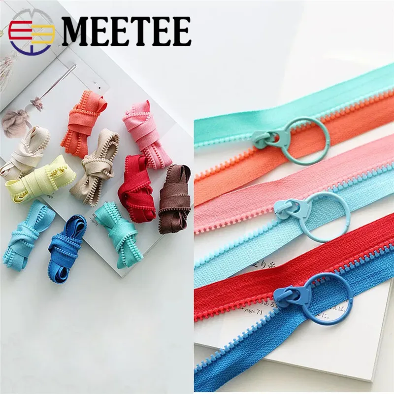 Meetee 8#15# пластиковые застежки-молнии открытый конец 70-150 см длинная застежка-молния пуховик пальто двойные ползунки для шитья одежды ремонт портной аксессуар