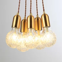 simple style nordic brass single head droplight pendant lights led corridor restaurant lamp creative personality art glass lamps