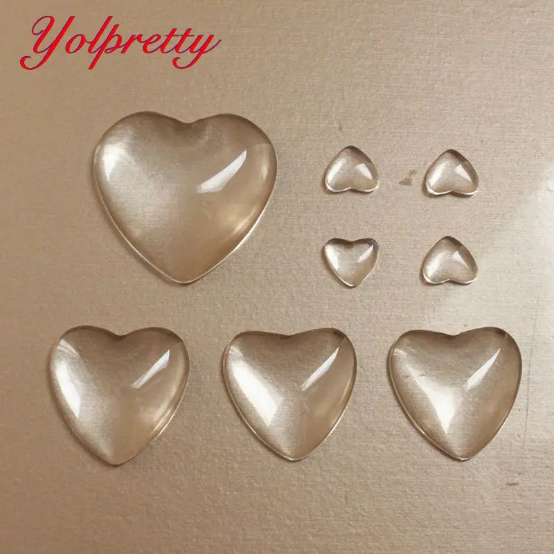 

Yolprtty New Fashion 10pcs/lot 25*25mm Heart Flat Back Clear Glass Cabochon, High Quality, Lose Money Promotion