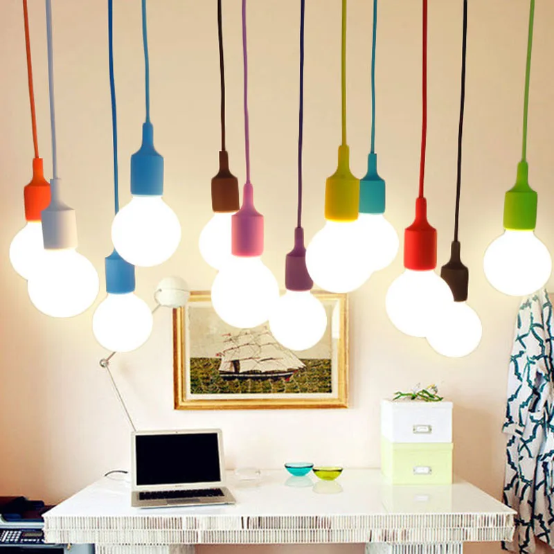 Красочные Эдисона современные подвесные светильники винтажные силиконовые