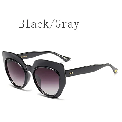 Black Gray IGUETTA Модные солнцезащитные очки кошачий глаз женские брендовые дизайнерские рисовые ногти большие очки оправа высокое качество Lunette De Soleil IYJB106 - Цвет линз: Black Gray