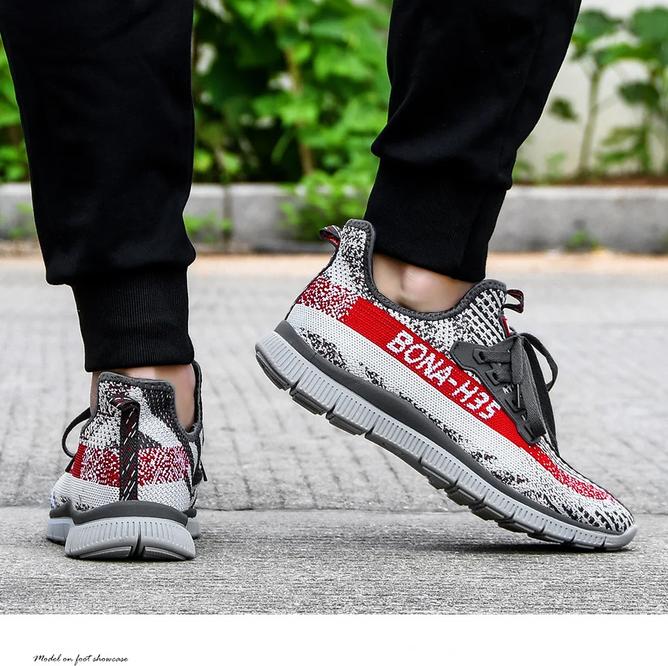 BONA/Новинка года; сезон лето; chaussure homme; уличная Мужская обувь для бега; сетчатые кроссовки; Мужская Спортивная обувь; прогулочная обувь; Мужская удобная обувь