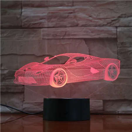 Крутая Автомобильная 3D лампа USB ночной светодиодный RGB светильник светящаяся