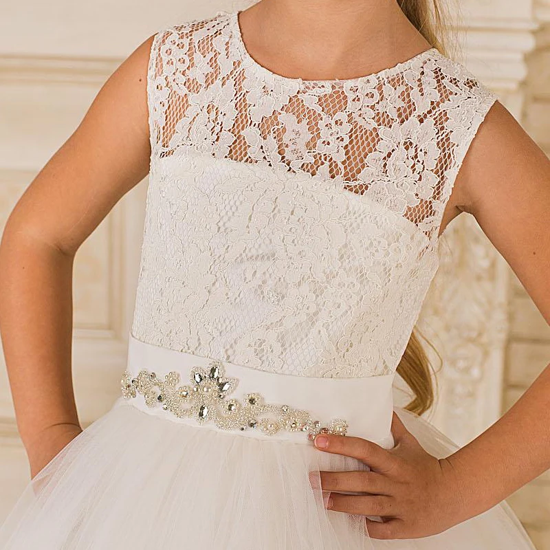 Vnaix F5013 Free Shipping Ball Gown First Communion Dress 2016 White Tulle With Lace Princess Flower Girls Dresses | Свадьбы и