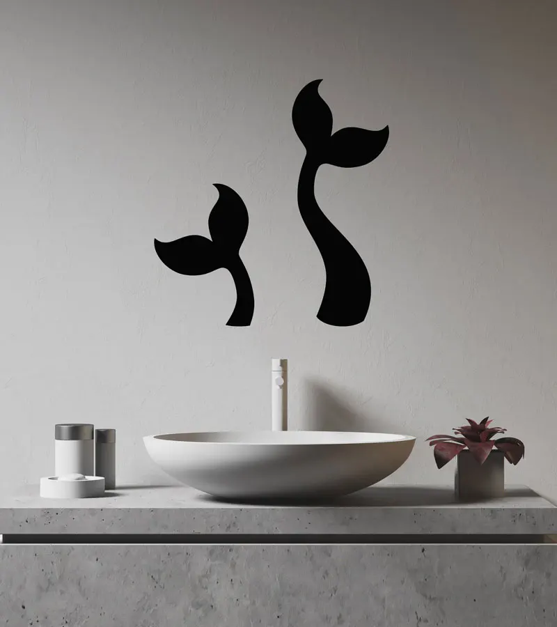Виниловая настенная аппликация хвост русалки Фантазия девушка комната ванная