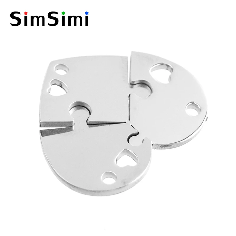 

Simsimi 3 в 1, пазл из нержавеющей стали в форме сердца, сцепляющийся набор, ожерелье, подвески для семьи, двустороннее зеркало, полированный, 10 шт.