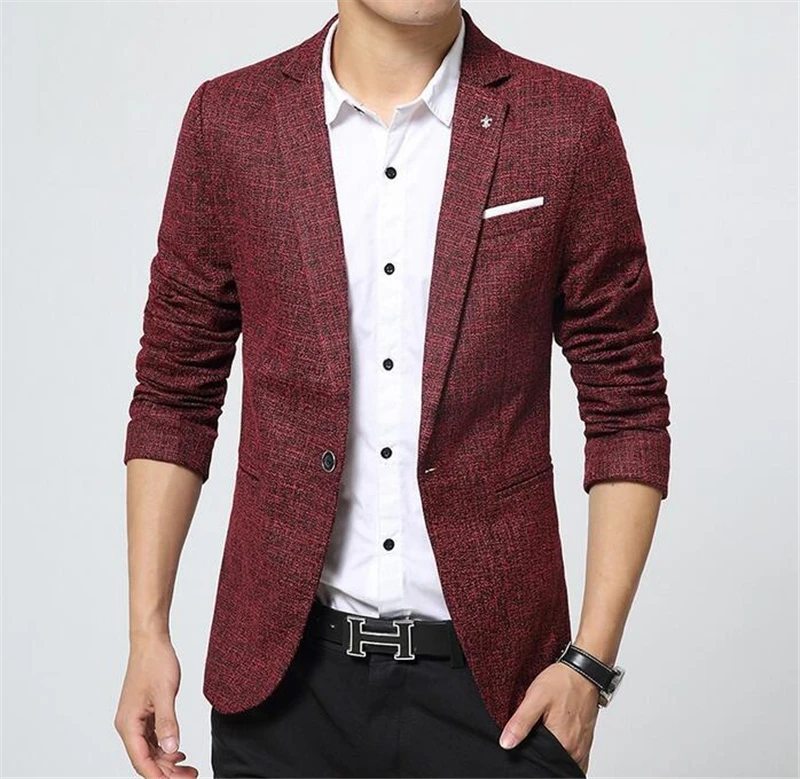Новые 2016 Моды для Мужчин Пиджак Пиджаки Отложным Воротником Случайные Мужские