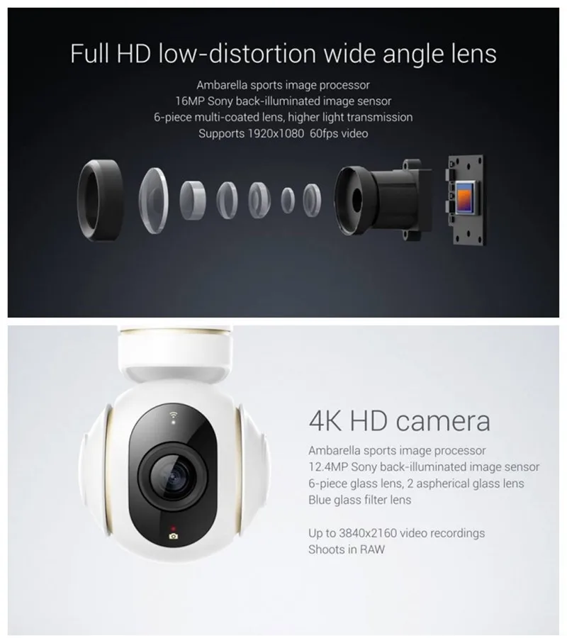 Xiaomi Mi Дрон WI-FI с видом от первого лица с разрешением 4K 30fps 3-осевому гидростабилизатору RC Quadcopter RTF