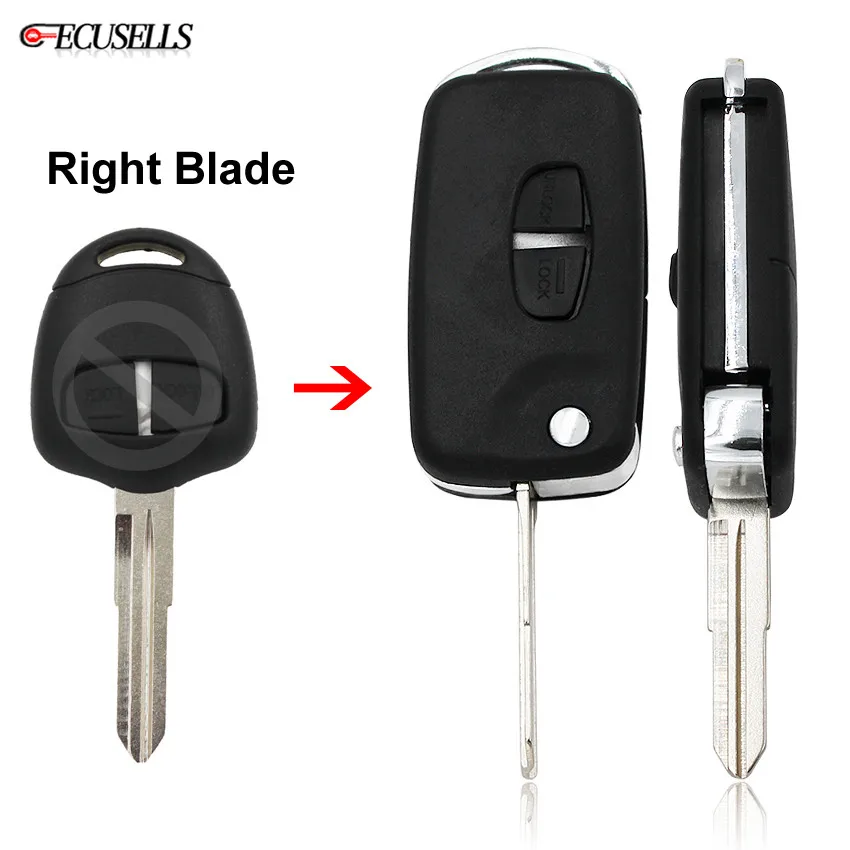 Modified 2 Button Folding Flip Remote Smart Car Key Shell Case Housing for Mitsubishi Outlander Warrior Shogun L200 Right Blade |