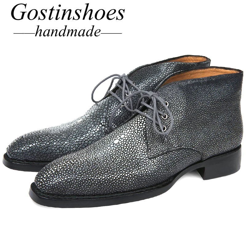 GOSTINSHOES/Роскошные мужские ботинки ручной работы Goodyear модные рабочие из кожи ската
