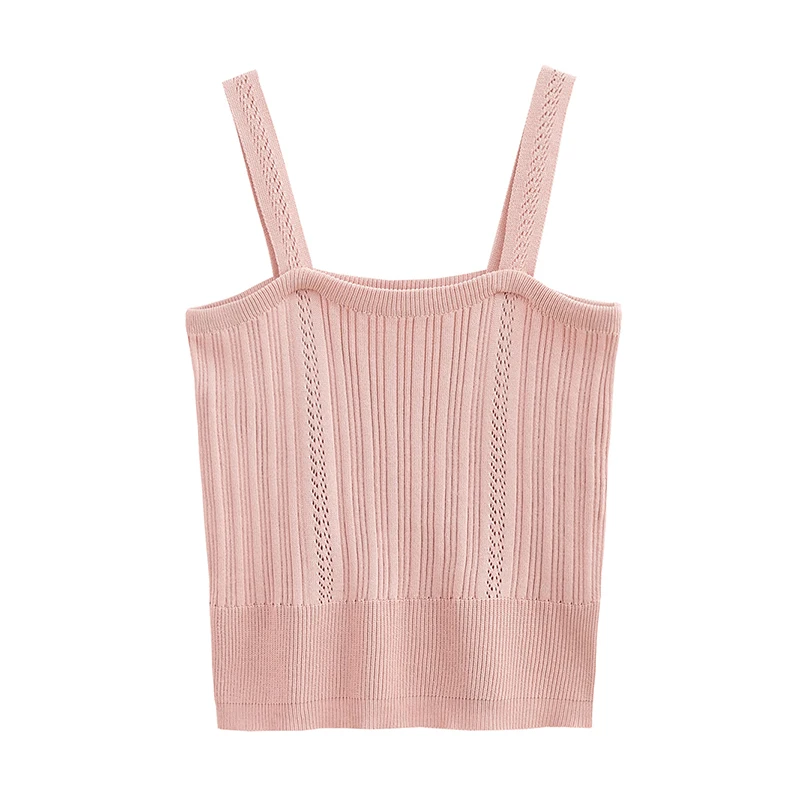 2019 knitting Crop Top Women Hollow Out Elegant Tank Tops Tees Sleeveless Short Tee Shirt High Street Party White Beige Pink | Женская