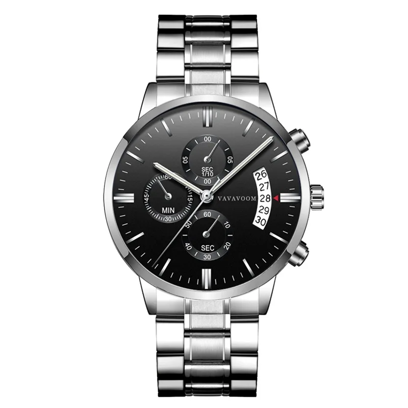 silver black Relojes часы мужские модные спортивные кварцевые часы мужские s часы лучший бренд класса люкс Бизнес водонепроницаемые наручные часы Relogio Masculino - Цвет: silver black