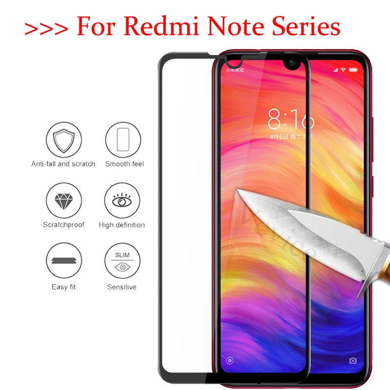 Полное покрытие из закаленного стекла для Xiaomi Redmi 7 Note 6 5 Pro 6A S2 Plus 5A Note7 Защитная