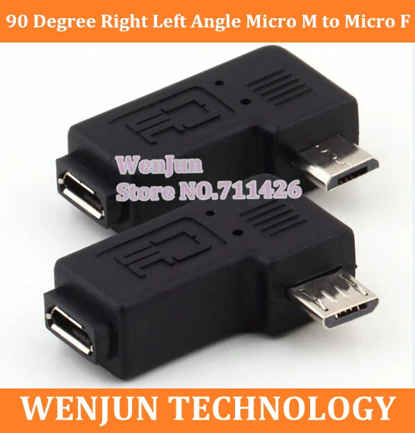 Free Shipping 90 Degree Right Left Angle Micro Male to Micro Female Plug Adapters 100PCS/LOT